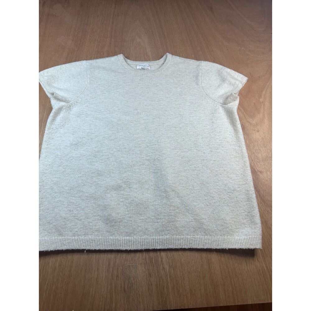 Morgan Taylor‎ Short Sleeve Knit Sweater Top Women's 1X Cream Lightweight